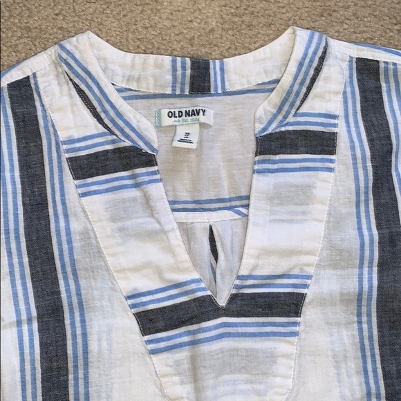 White and Blue Linen Shirt - Picture 6 of 7
